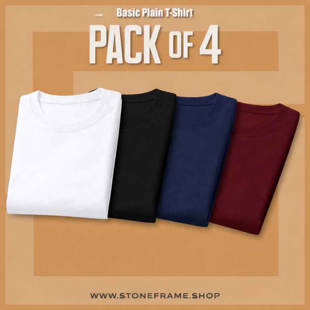 Pack of 4 Basic T-Shirts Multicolor 100% Cotton