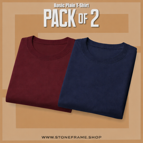 Pack of 2 Basic T-Shirts Multicolor 100% Cotton